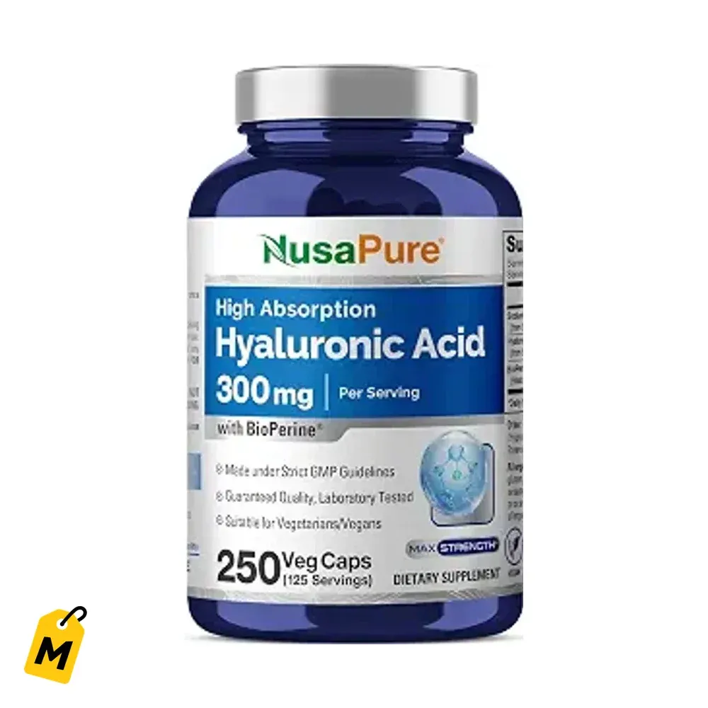 Acido Hialuronico NusaPure 300mg - 250 Capsulas Veganas - Piel Radiante y Juntas Flexibles