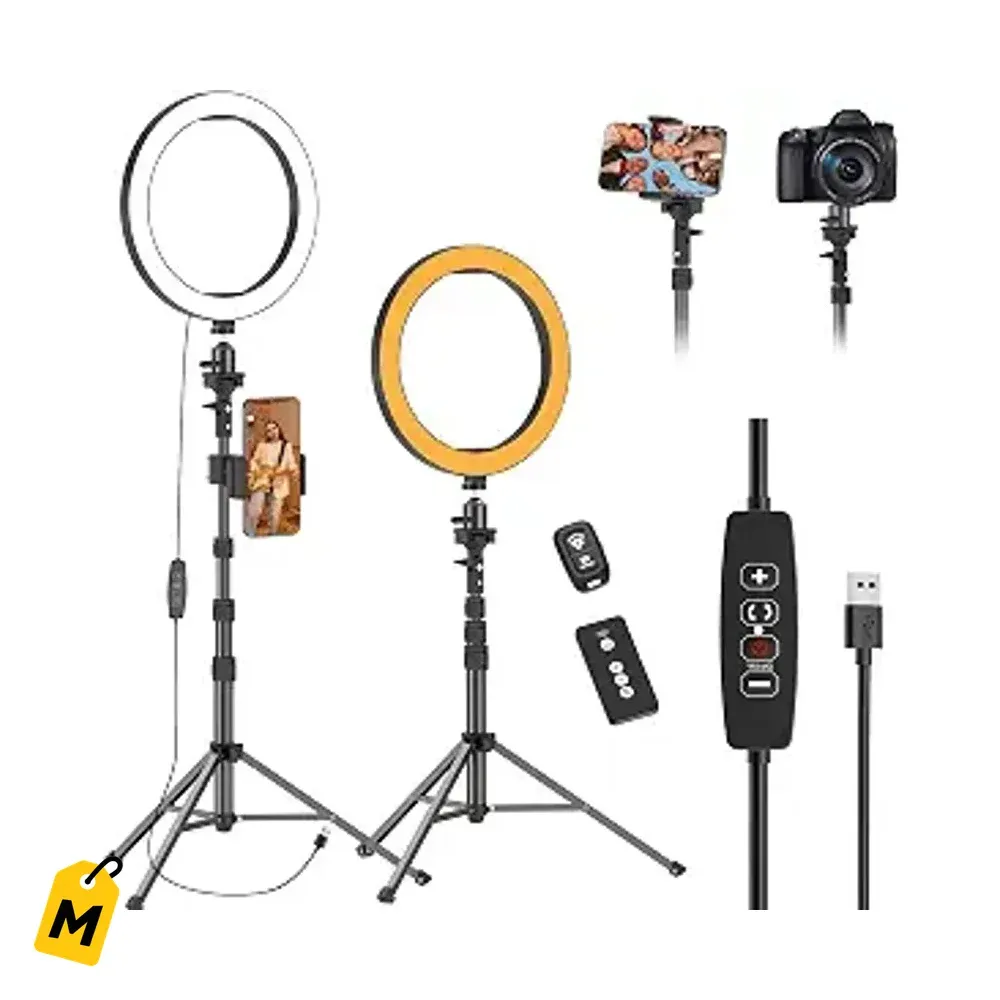 Aro de Luz LED 10p EMART con Tripode y Soporte Celular Pa Fotos Videos y Maquillaje