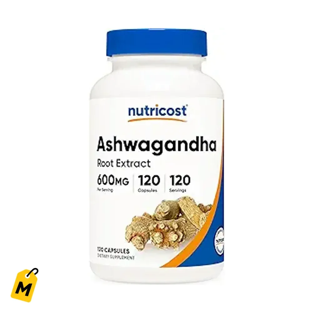 Ashwagandha Nutricost 600mg - 120 Capsulas. Apoyo Herbal, Sin Gluten y Vegetariano!