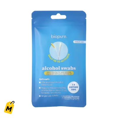 Biopure Algodones con Alcohol Uso Unico - Paquete de 15