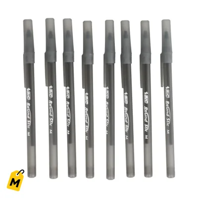 Boligrafos BIC Round Stic Xtra Life Negros - Pack de 8 pa Escribir sin Parar
