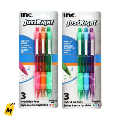 Boligrafos Inc. Retractiles Tinta Hibrida Negra - Paq. de 3 para escribir nitido