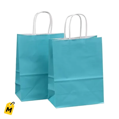Bolsas de Regalo Azul Caribe Brillante, Tamano Mediano, 4 Cajas de 2 Unidades
