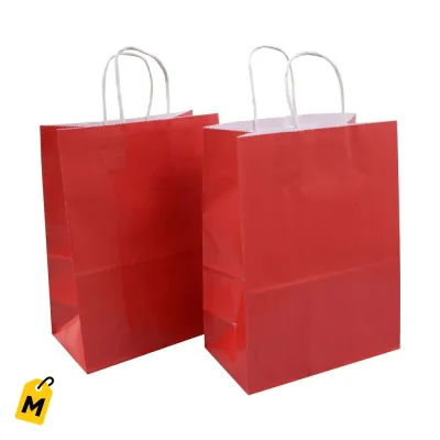 Bolsas de Regalo Rojas Brillantes Voila Medianas - Paquetes de 2 (Caja de 4)