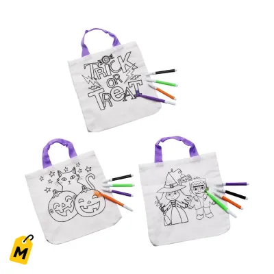 Bolsas de tela pa decorar Halloween con marcadores 12x8 pulg