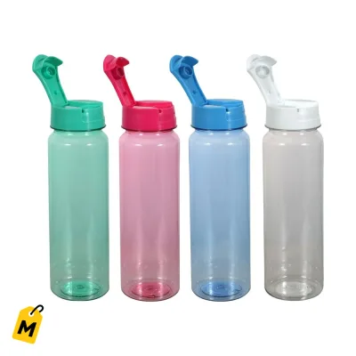 Botella de Agua Plastica Translucida 30oz Tapa Volteo Pa Mantenerte Hidratado