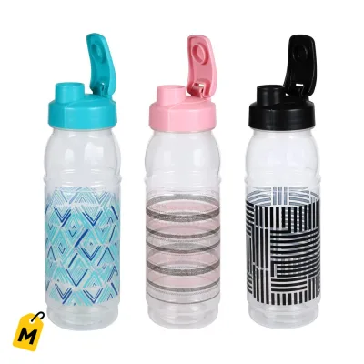 Botellas de Agua Plastico Translucido con Disenos y Tapa Click 22 oz