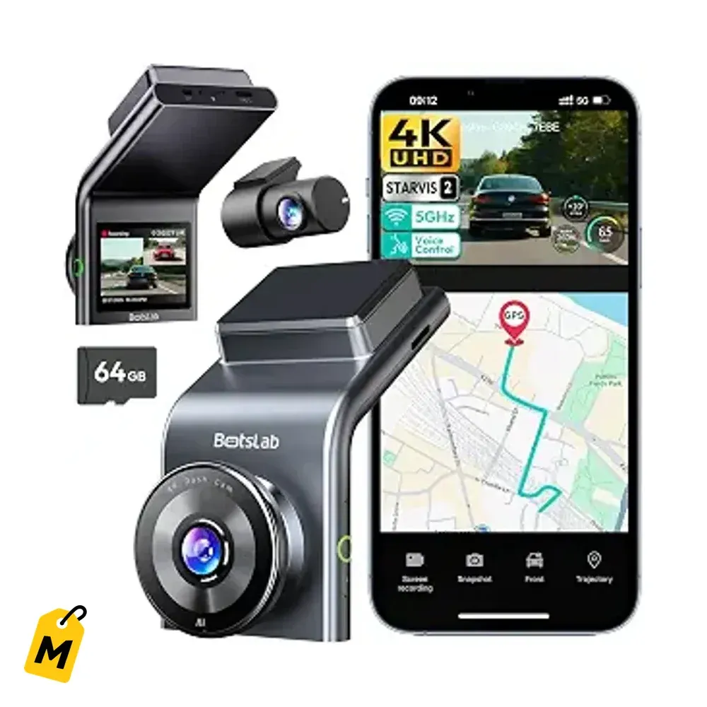 BOTSLAB G300 Plus Camara Doble 4K Delantera Trasera Control Voz WiFi GPS Vision Nocturna