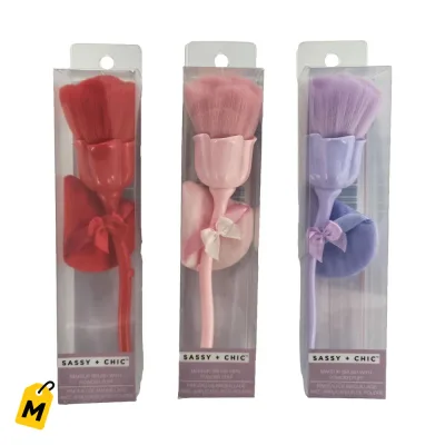 Brocha de Maquillaje Floral Sassy + Chic con Borla, Varios Colores