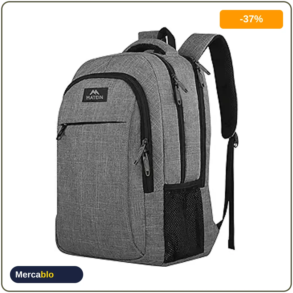 Bulto MATEIN pa Laptop Viaje Negocio Antirrobo Fino Resistente Agua Uni 15.6 pulg Gris