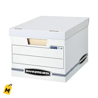 Cajas de Archivo Bankers Box x12 - Pa Guardar Papeles Carta/Legal - Facil de Armar