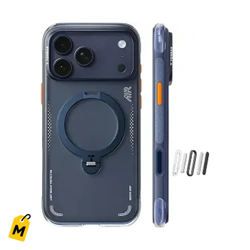 Case TORRAS Ostand Q3 Air iPhone 17 Pro Max MagSafe Soporte 360 Azul Noche