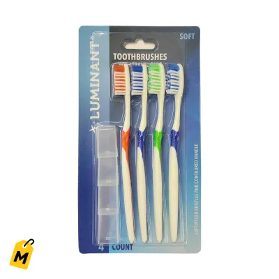 Cepillos Suavecitos con Tapa Viajera - Paquete de 4 para Cuidado Oral Completo