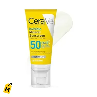CeraVe Protector Solar Mineral SPF 50 Invisible Cara Piel Sensible Sin Grasa