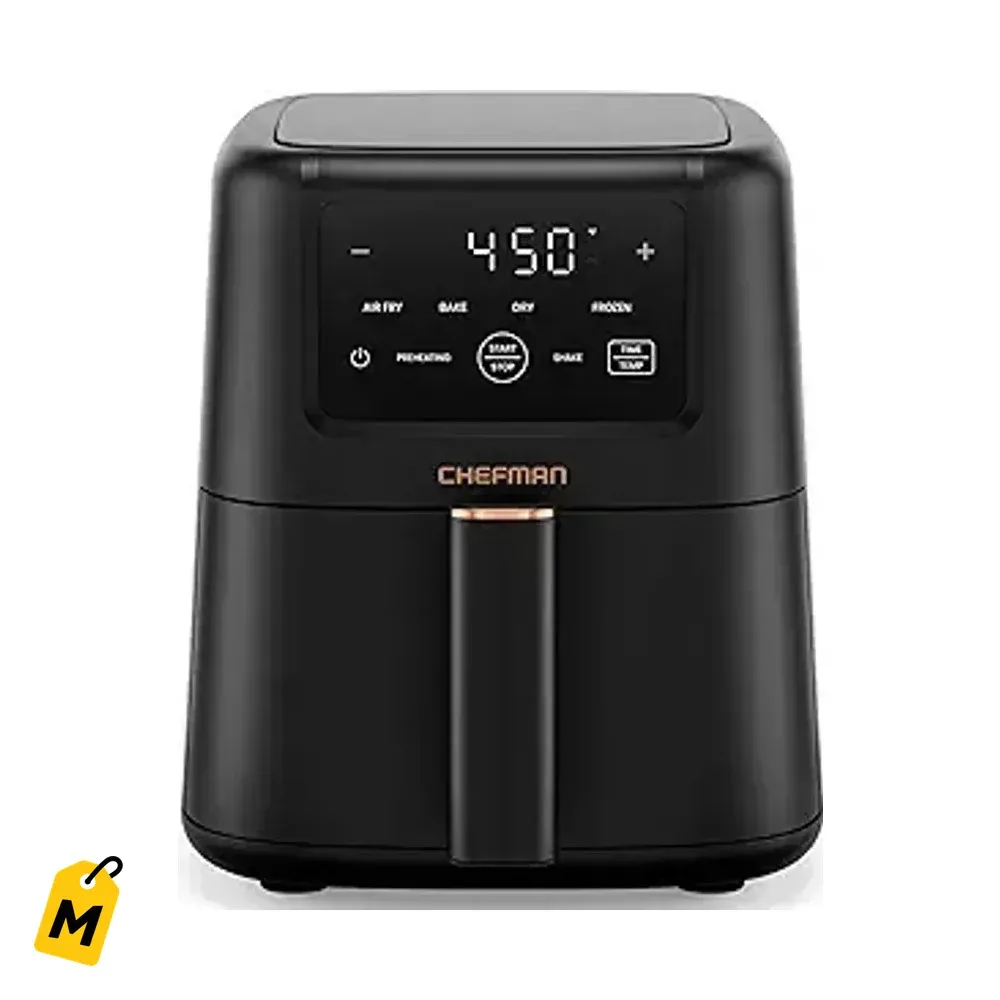 Chefman Freidora de Aire 4 en 1 Fina 3.5QT 450F Crujiente Antiadherente Negra