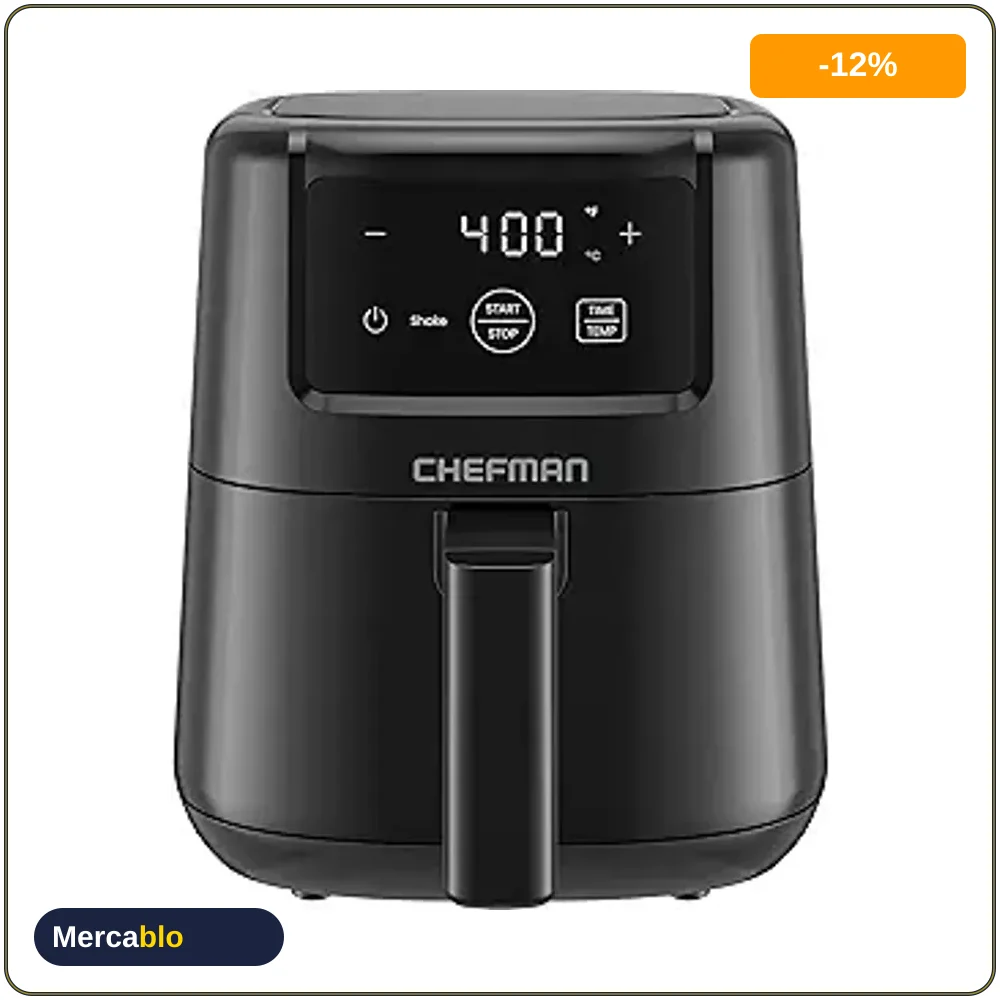 CHEFMAN Freidora de Aire Mini Digital 2Qt Antiadherente Cocina Rapido y Sano