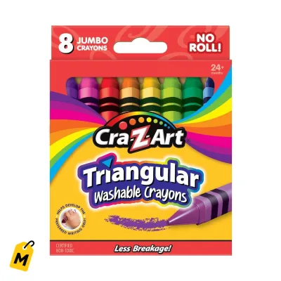 Creyones Cra-Z-Art Jumbo Lavables Triangulares - Paquete de 8