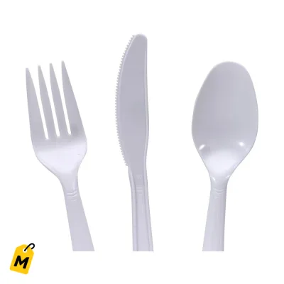 Cubiertos Plasticos Blancos 48 pzas x 4 Cajas - Pa Fiestas y Compartir
