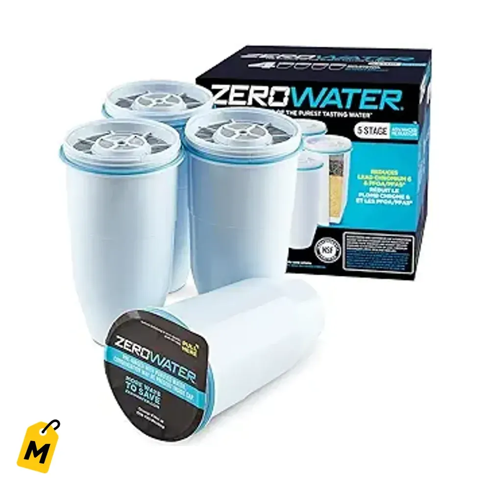 Filtro de Repuesto Oficial ZeroWater - 5 Etapas 0 TDS Agua Pura (4-Pack)
