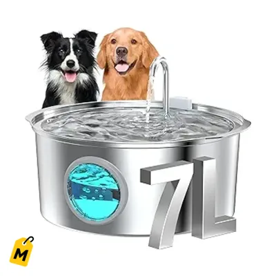 Fuente de Agua Inoxidable 7L para Perros y Gatos Grandes Super Silenciosa