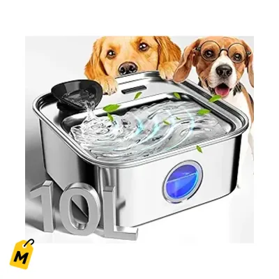 Fuente de Agua oneisall 10L Acero Inoxidable para Perros Grandes y Mascotas