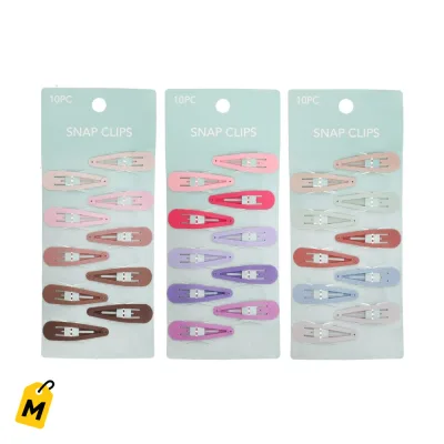 Ganchos de Pelo Clips Colores Surtidos Paquete de 10