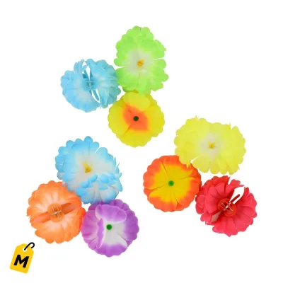 Ganchos de Pelo Flores Tropicales de Tela - Paquete de 3 para tu Fiesta