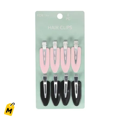 Ganchos de Pelo Rosado y Negro, Pack de 8 pa tu peinado.