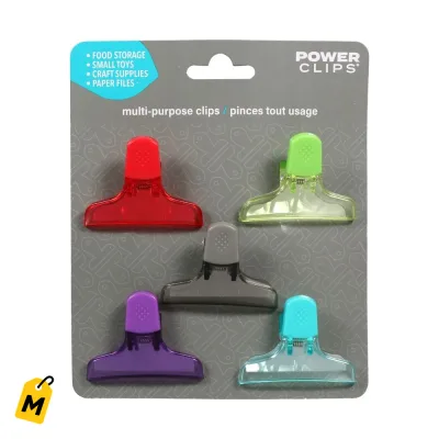 Ganchos Power Clips Bicolor Paquete de 5 - Sujeta Todo Facil y con Estilo