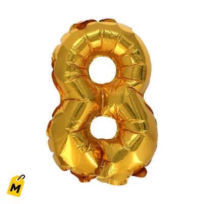 Globo Dorado Numero 8 Brillante para tu Fiesta Mercablo