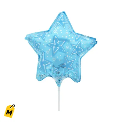 Globos de Estrella Azul Claro con Palito pa Celebrar