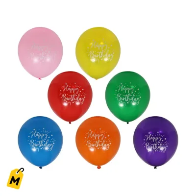 Globos de Latex Feliz Cumpleanos Paquete de 12 para tu Fiesta
