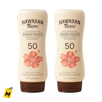 Hawaiian Tropic SPF 50 Protector Solar 2 Pack 8oz | Piel brillante, Sin grasa, Resistente