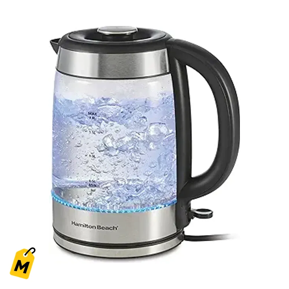 Hervidor de Agua Hamilton Beach 1.8L, Hierve Rapido, Apagado Auto, Cristal, LED