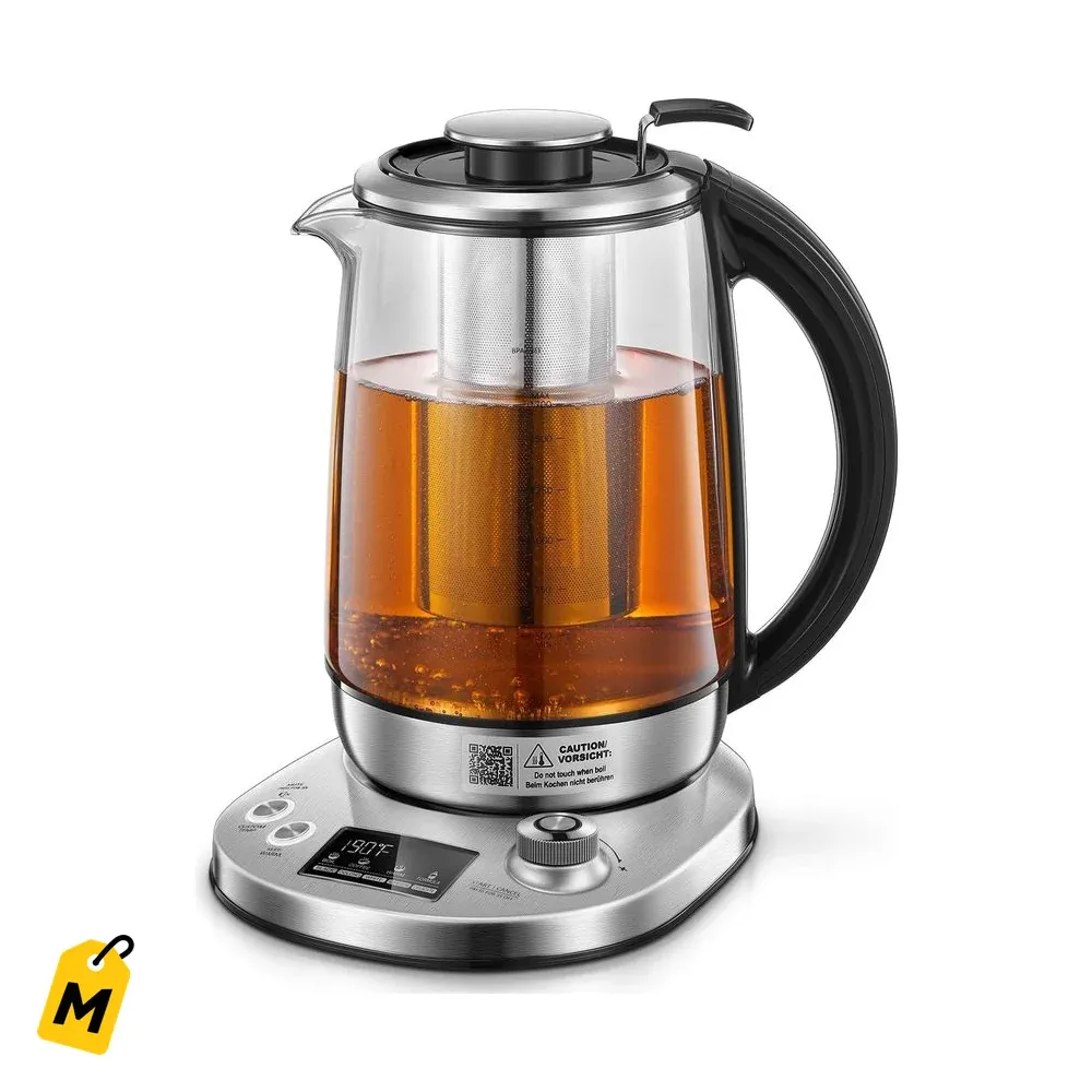 Hervidor Electrico FOHERE: Control Temp, 9 Ajustes, Caliente 2H, Infusor Te, 1.7L