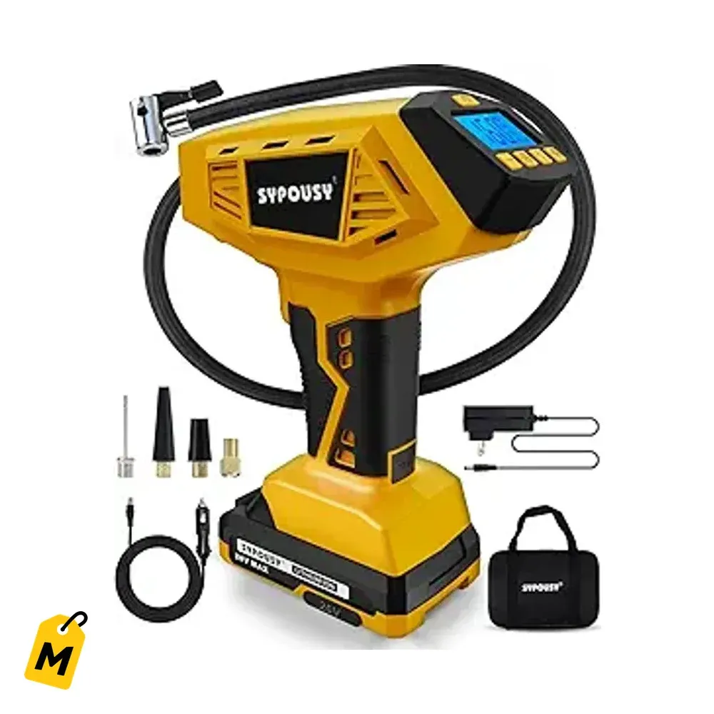 Inflador de Gomas Sypousy Portatil 4X Mas Rapido 160PSI - Bateria y 12V Carro