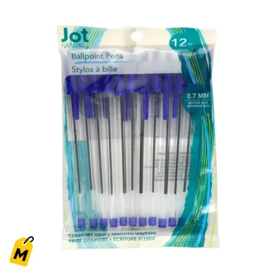Jot Lapiceros Azules Transparente Paquete de 12