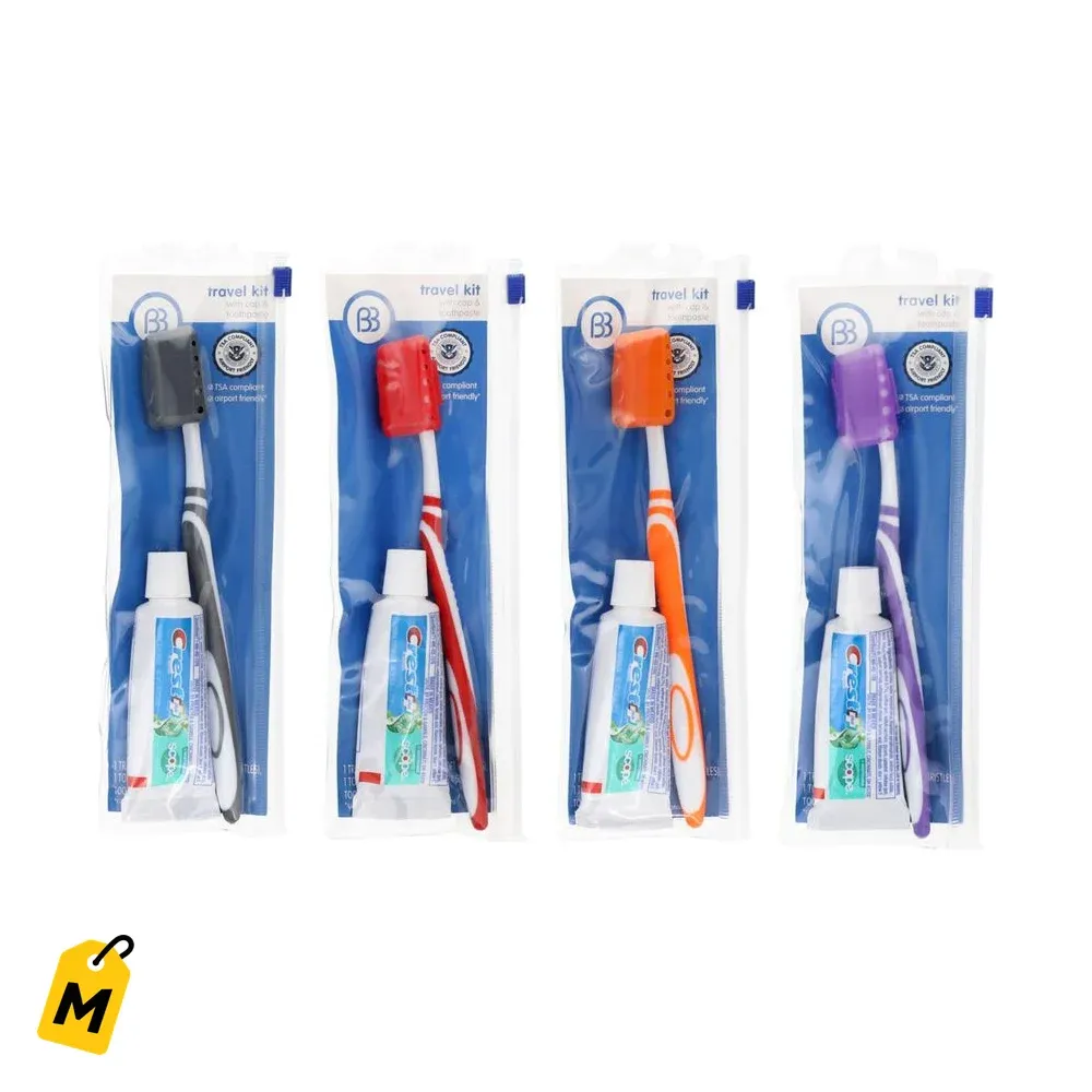 Brush Buddies Kit de Viaje Cepillo y Pasta Dental Colores Surtidos Pack 2