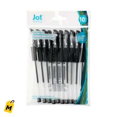Lapiceros Gel Negro Jot, Paq de 10 - Tinta Suave y Agarre Comodo