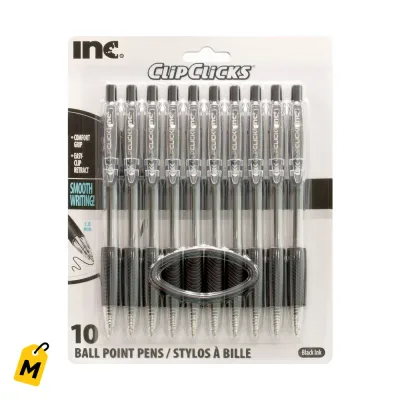 Lapiceros Inc ClipClicks Tinta Negra, Paquete de 10 - Escribe sin parar!