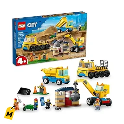 LEGO City Construccion: Camiones y Grua Demoledora 60391. Arma tu Obra con 3 Vehiculos!