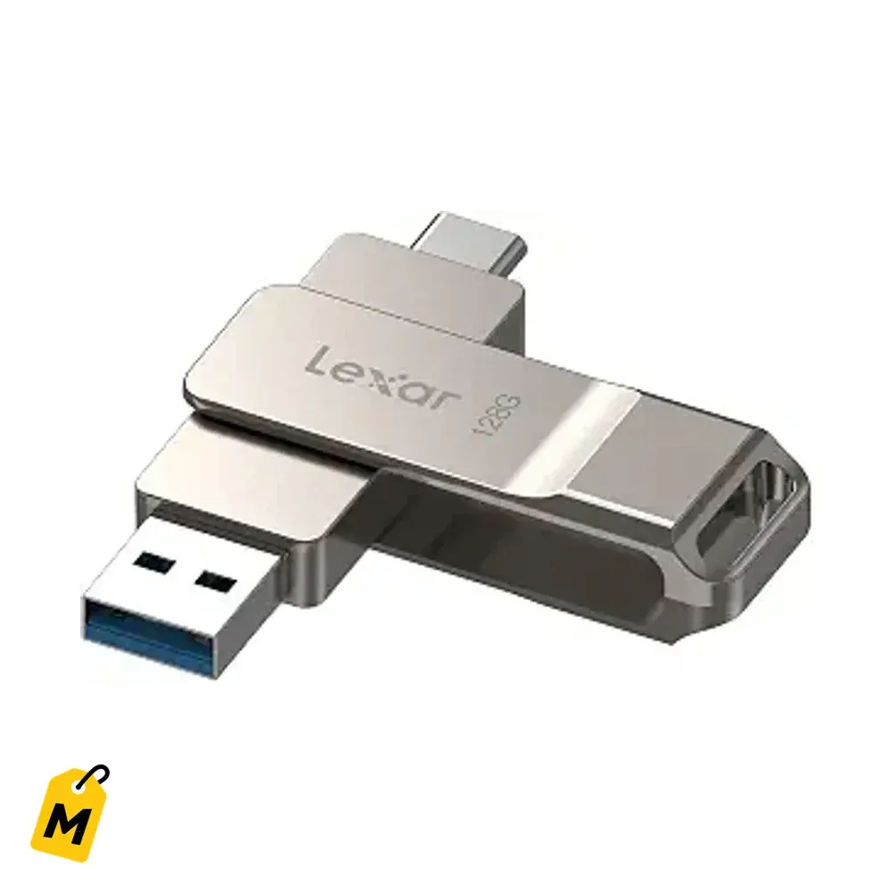 Lexar D40E 128GB USB Doble Tipo C Plateado - Flash Metalico Giratorio