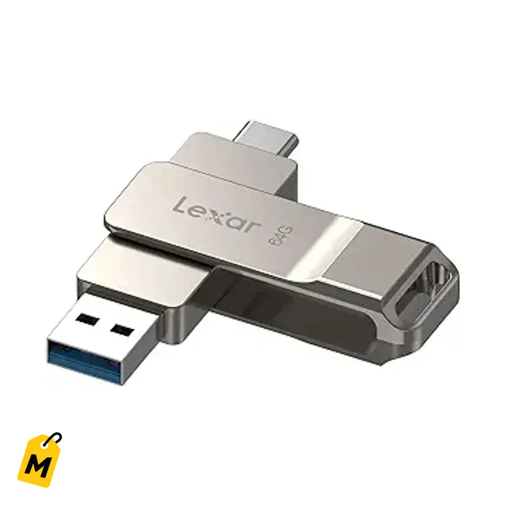 Lexar D40E 64GB USB Dual Tipo-C y A Plateado Metalico Giratorio
