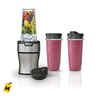 Licuadora Personal Ninja Nutri-Plus 900W con 3 Vasos de 20oz Plata