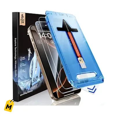 MAGIC JOHN Protector Pantalla iPhone 16 Pro Facil de Poner Pack 2