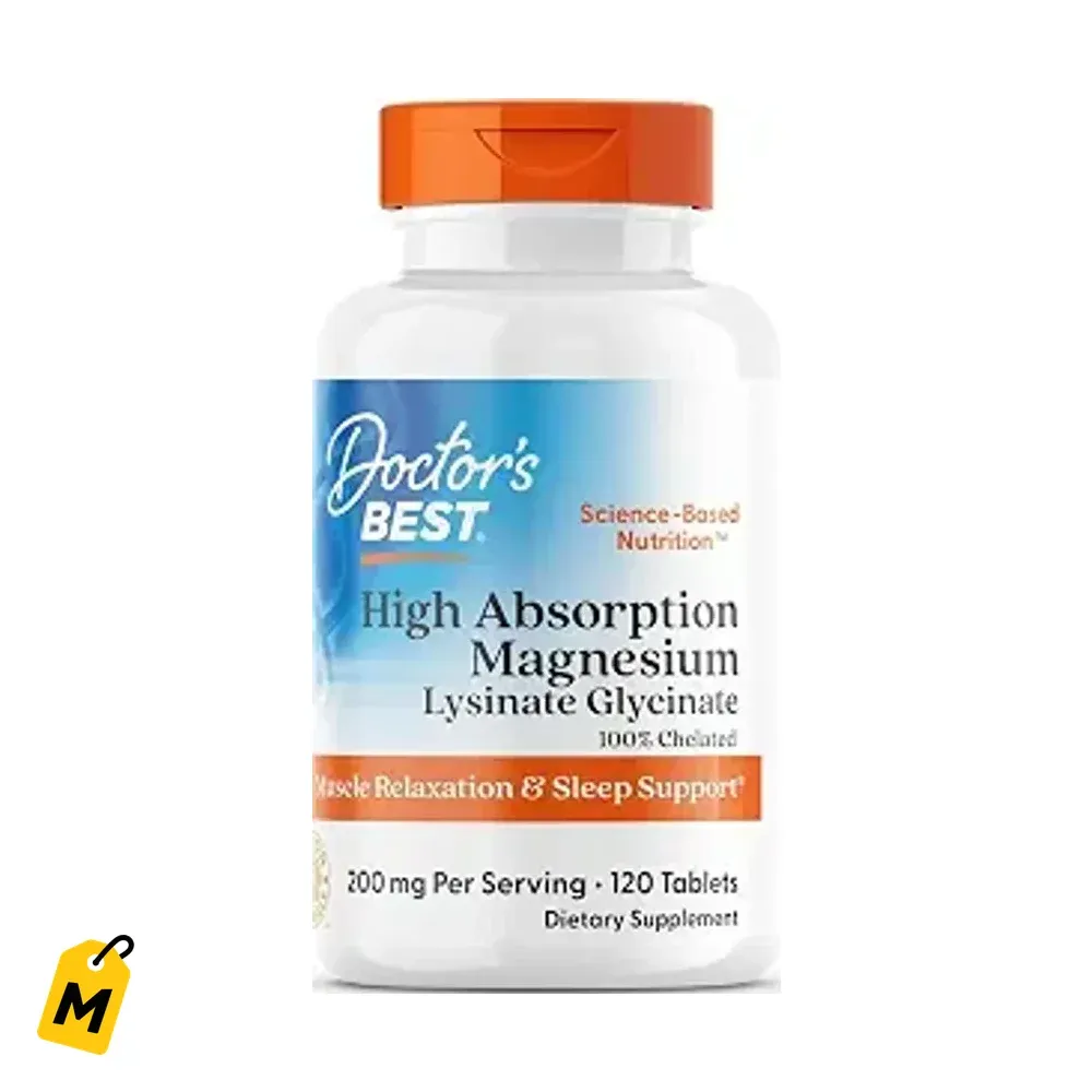Magnesio Doctor's Best Alta Absorcion 120 Tab. Duerme Mejor, Calma y Relaja