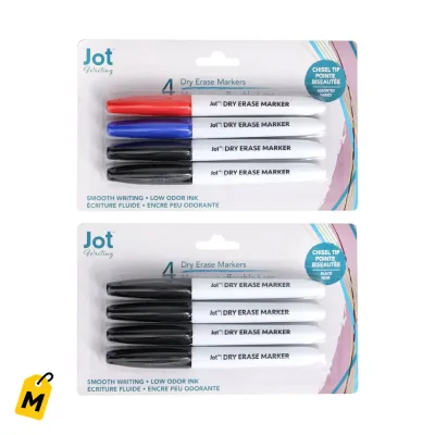 Marcadores Borrables Jot, Colores Surtidos, Pack de 4
