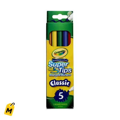 Marcadores Crayola Super Tip Lavables - 5 Colores Vibrantes