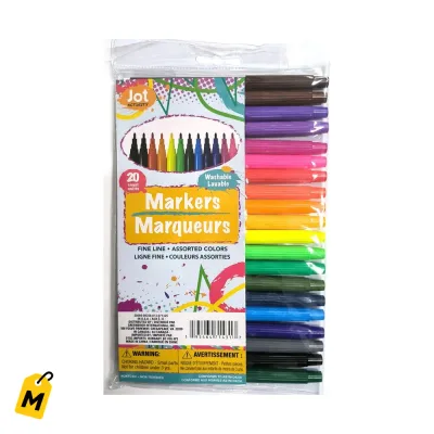 Marcadores Jot Lavables Finos 20 Unidades - Paquete Creativo