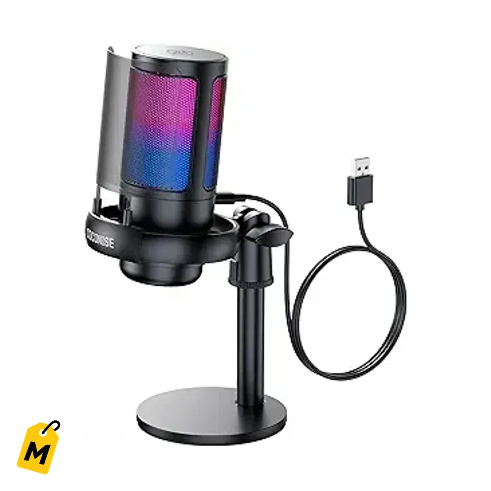 Microfono Gaming USB pa PC PS4 PS5: Con filtro y mute rapido, luz RGB, plug and play